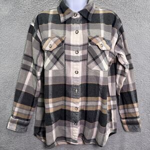 Natural Reflection Shirt Womens Small Plaid Flannel Button Up Oversized Casual